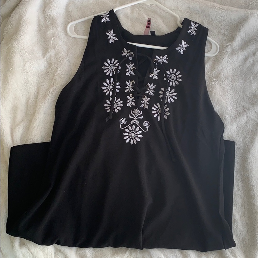 Black Embroidered Swing Dress